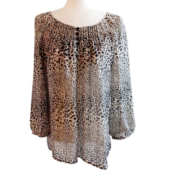Chico's Long Sleeve Animal Print Top - Picture 1 of 6